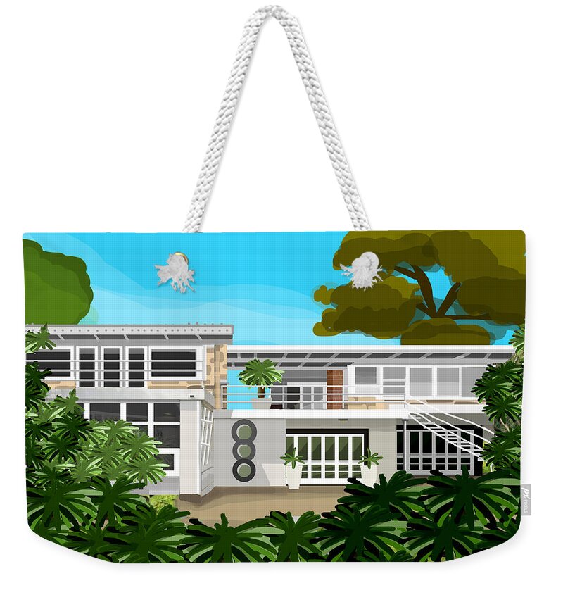House Weekender Tote Bag featuring the digital art Retro at Berry by Donna Huntriss