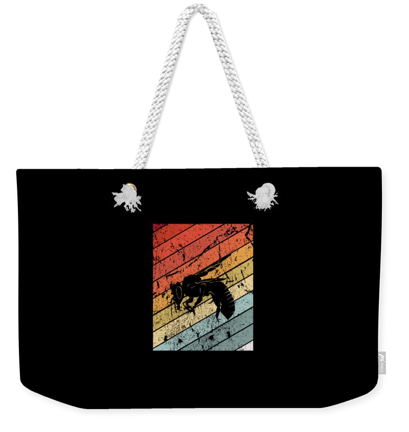 Bee Weekender Tote Bag featuring the digital art Retro Bee Wasp Insect Gift by J M