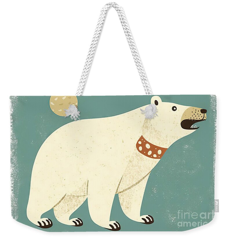 Polar Weekender Tote Bag featuring the painting Retro Cartoon Polar Bear by N Akkash