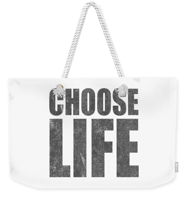 Peace Weekender Tote Bag featuring the digital art Retro Choose Life by Flippin Sweet Gear