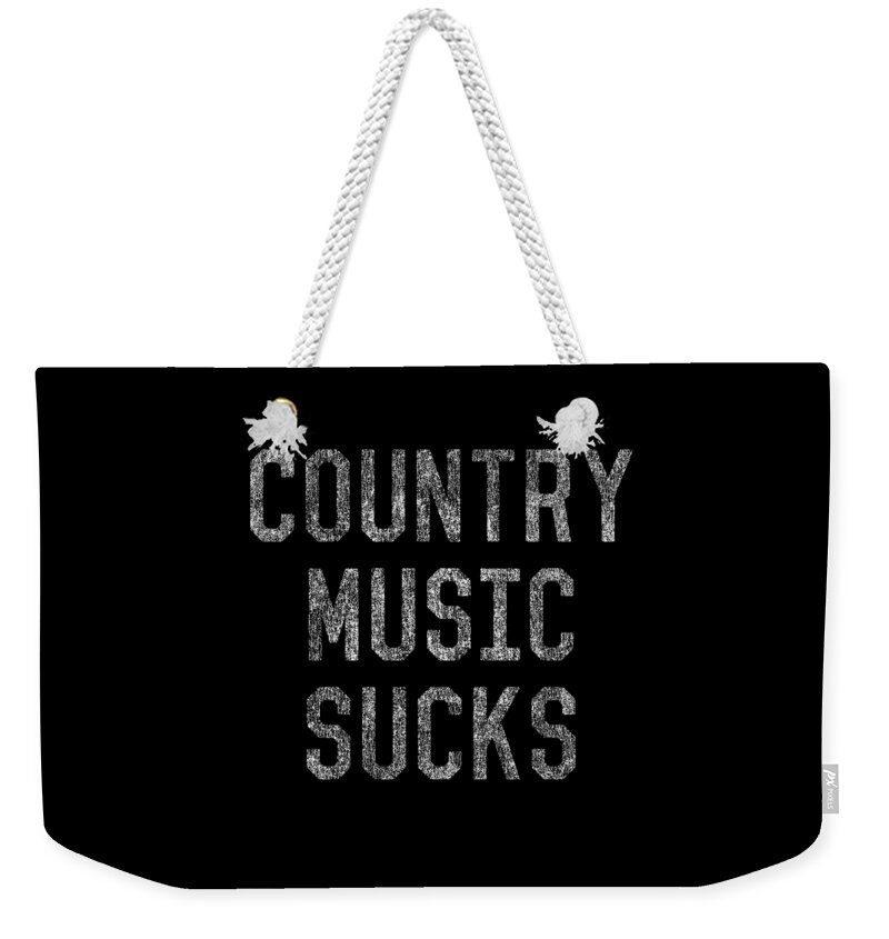 Funny Weekender Tote Bag featuring the digital art Retro Country Music Sucks by Flippin Sweet Gear