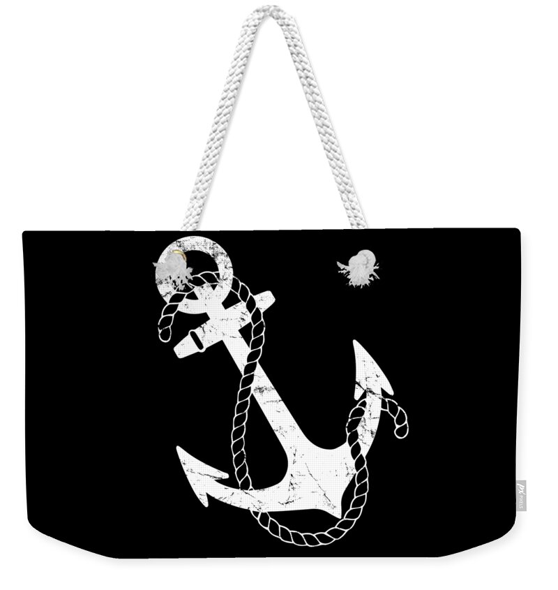 Funny Weekender Tote Bag featuring the digital art Retro Nautical Anchor by Flippin Sweet Gear