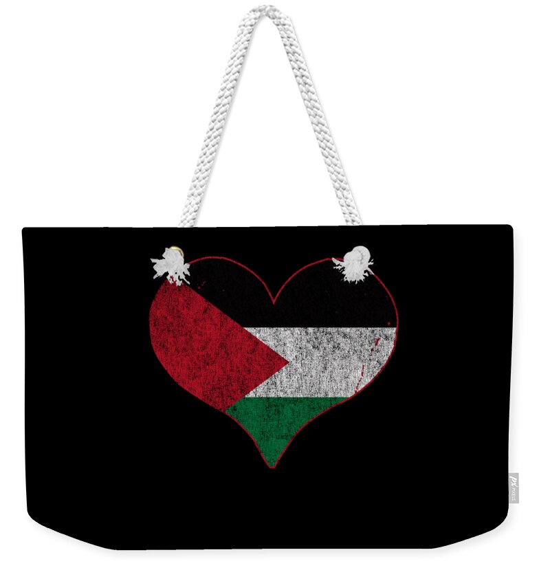 Palestine Weekender Tote Bag featuring the digital art Retro Palestine Flag Heart by Flippin Sweet Gear