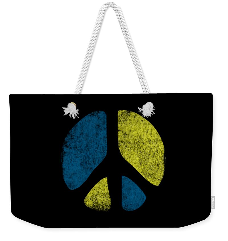 Funny Weekender Tote Bag featuring the digital art Retro Peace Sign by Flippin Sweet Gear