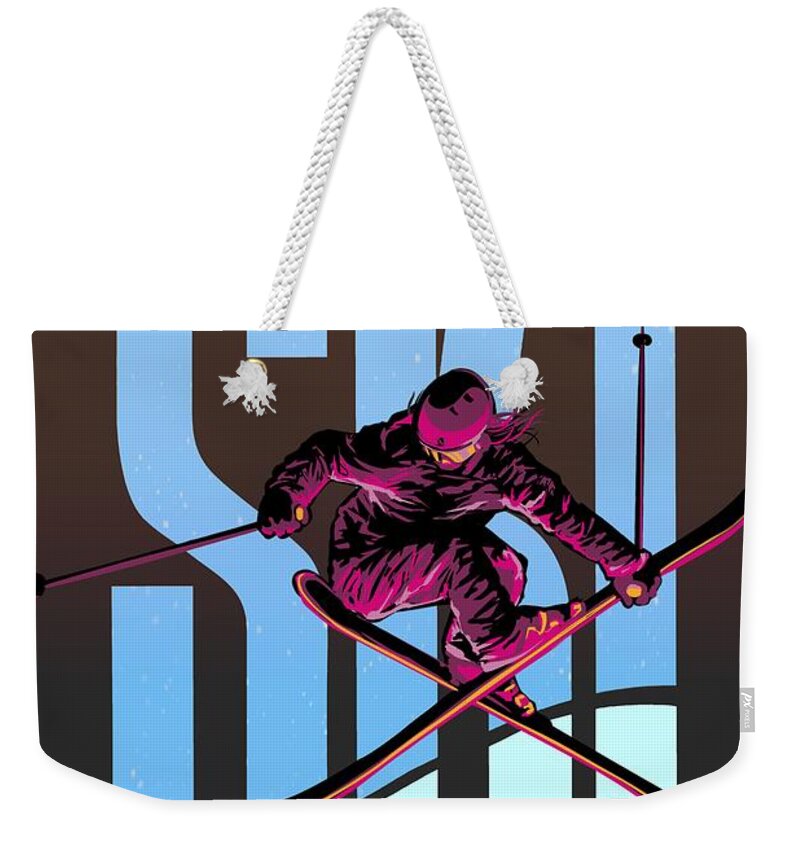 Freestyle Skiing Weekender Tote Bag featuring the painting Revelski by Sassan Filsoof