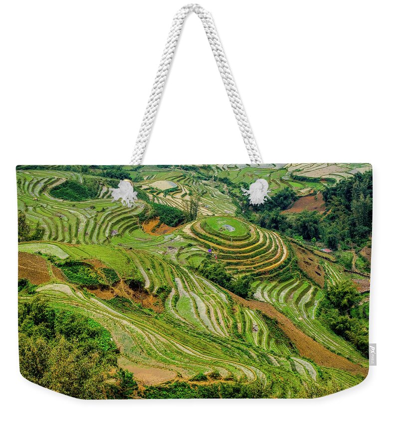 Black Weekender Tote Bag featuring the photograph Rice Terraces in Sapa by Arj Munoz