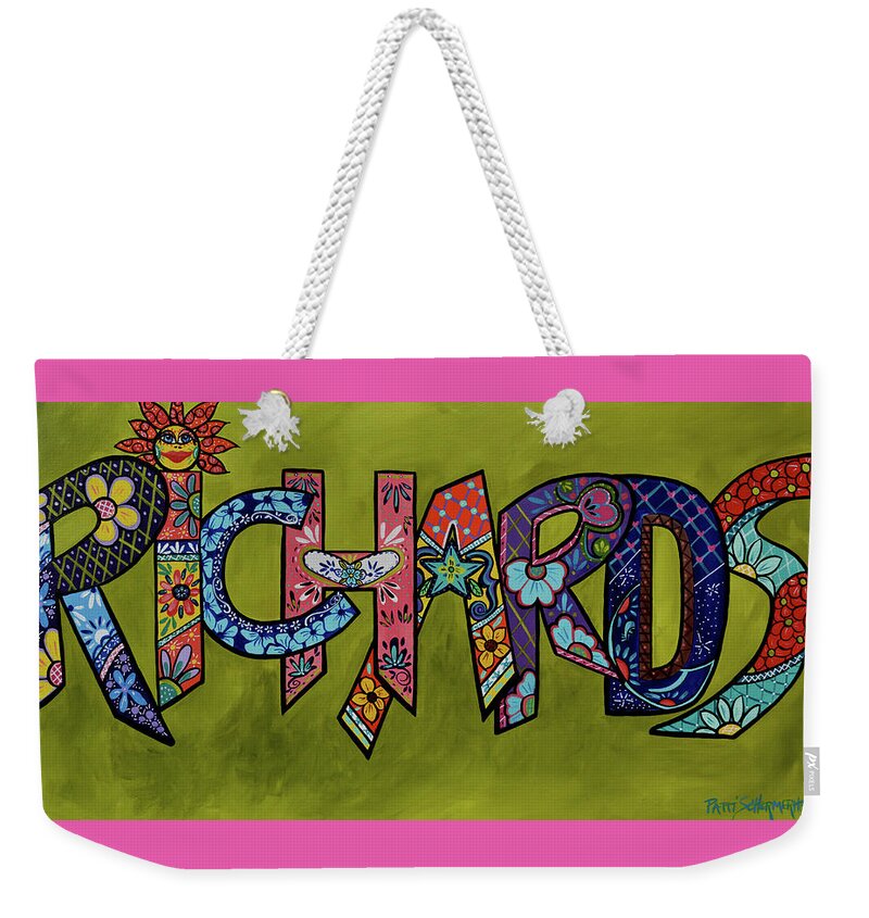 Richards Last Name Weekender Tote Bag featuring the painting Richards Talavera by Patti Schermerhorn