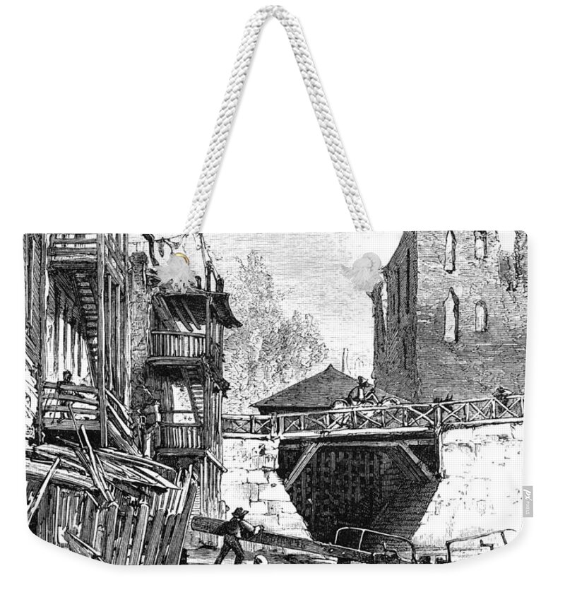 1872 Weekender Tote Bag featuring the drawing Richmond Canal by Harry Fenn