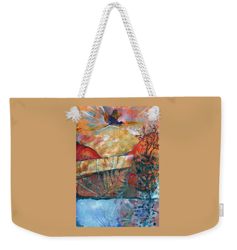 Heron Weekender Tote Bag featuring the painting Right Before Dark by Catharine Gallagher
