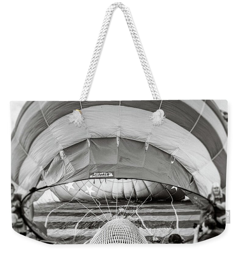 Balloon Weekender Tote Bag featuring the photograph Right Down The Basket by Steve Stanger
