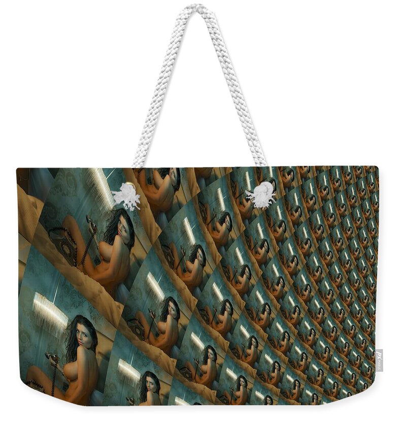 Trqoe Weekender Tote Bag featuring the mixed media Ringing Polygon Invisible Army by Stephane Poirier