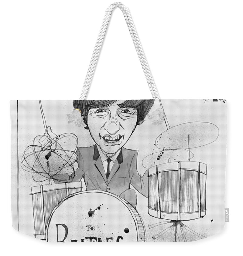  Weekender Tote Bag featuring the drawing Ringo Starr by Phil Mckenney
