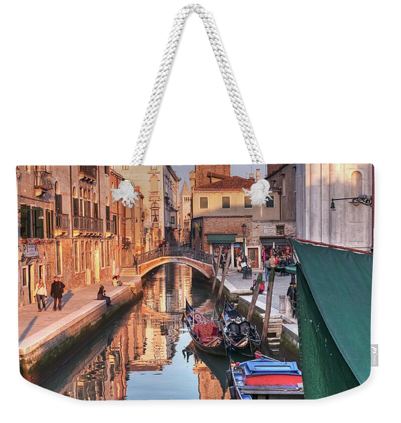 Boat Weekender Tote Bag featuring the photograph Rio and Church of St. Barnaba - Venice - Italy by Paolo Signorini