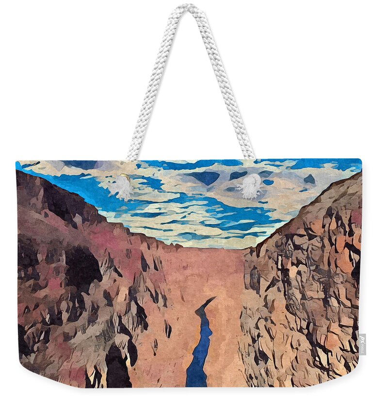River Weekender Tote Bag featuring the digital art Rio Grande Gorge by Aerial Santa Fe