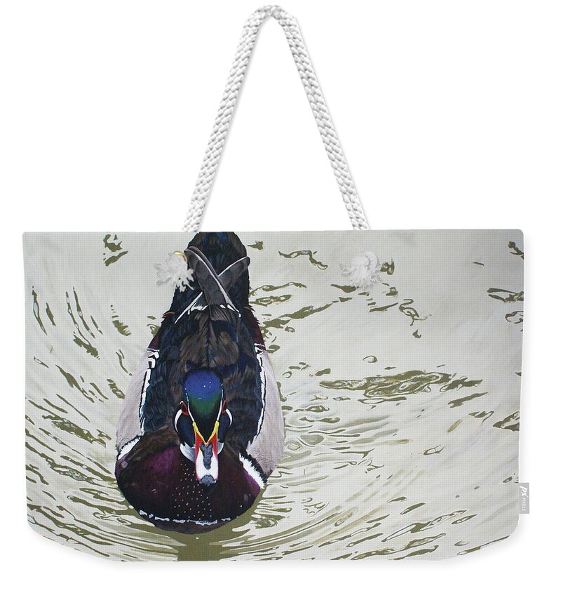 Woodduck Weekender Tote Bag featuring the painting Ripples by Heather E Harman