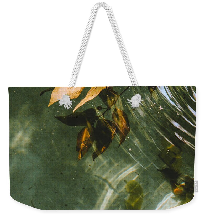 Water Weekender Tote Bag featuring the photograph Ripples, Leaves, and Reflections by W Craig Photography