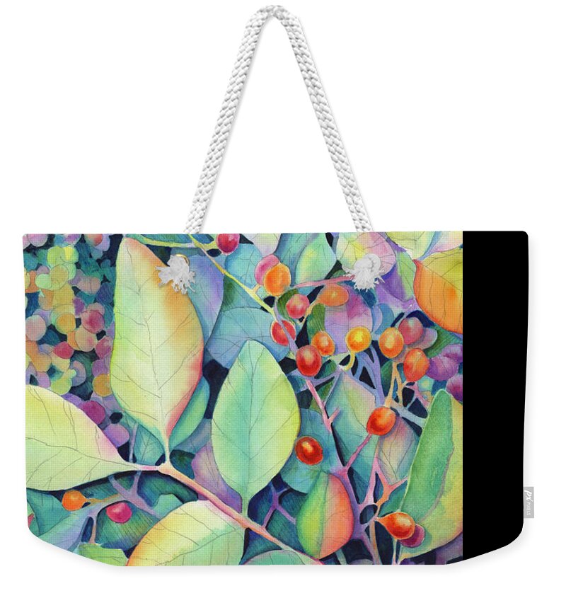 Foliage Weekender Tote Bag featuring the painting Rise and Shine by Lois Blasberg