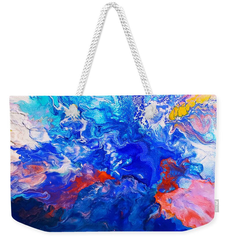 Abstract Weekender Tote Bag featuring the painting Rising Sea by Christine Bolden