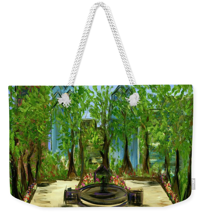 Philly Weekender Tote Bag featuring the painting Rittenhouse Square in Spring by Britt Miller