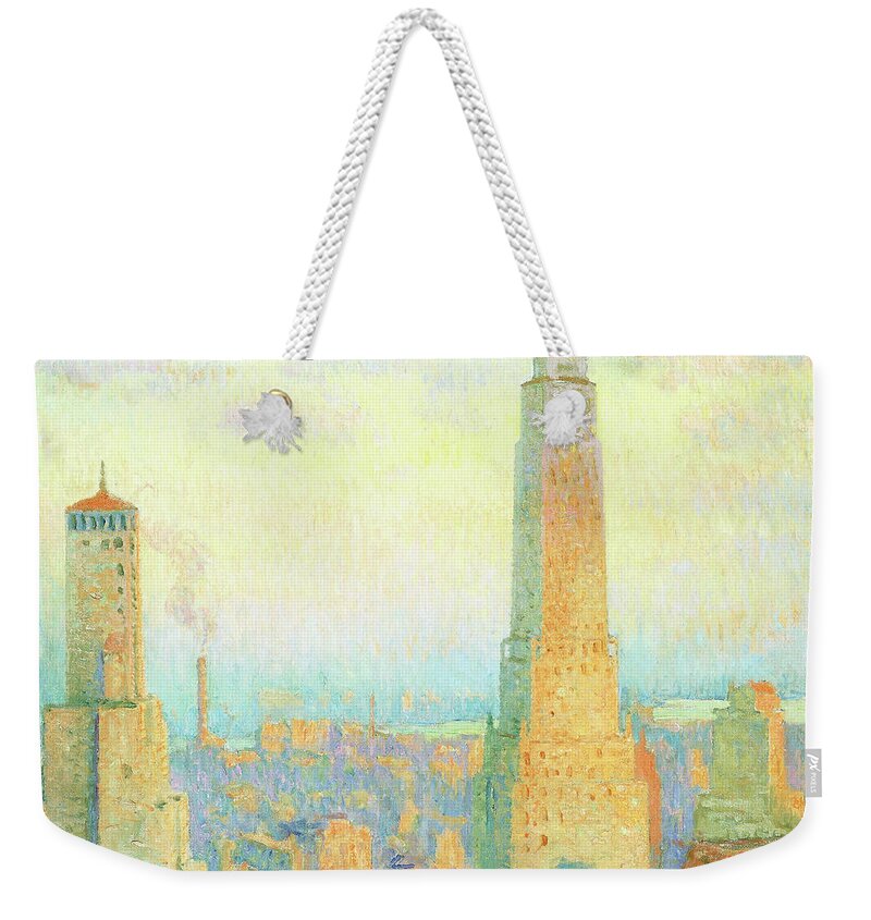 Ritz Tower Weekender Tote Bag featuring the painting Ritz Tower, New York, 1928 by William Samuel Horton