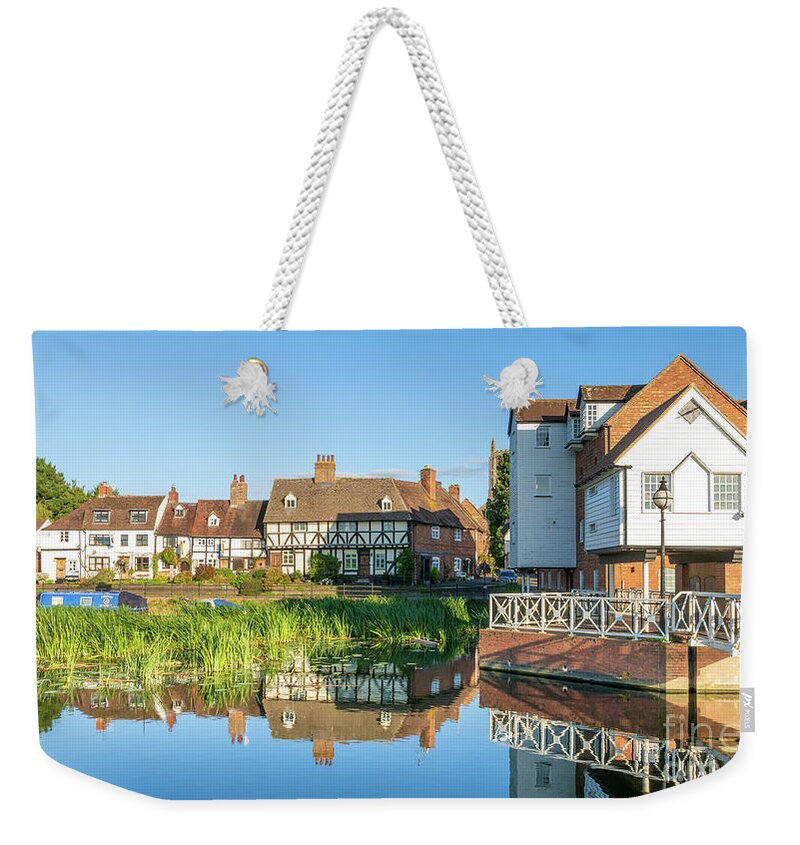 River Avon Weekender Tote Bag featuring the photograph River Avon at Tewkesbury, Gloucestershire, England by Neale And Judith Clark