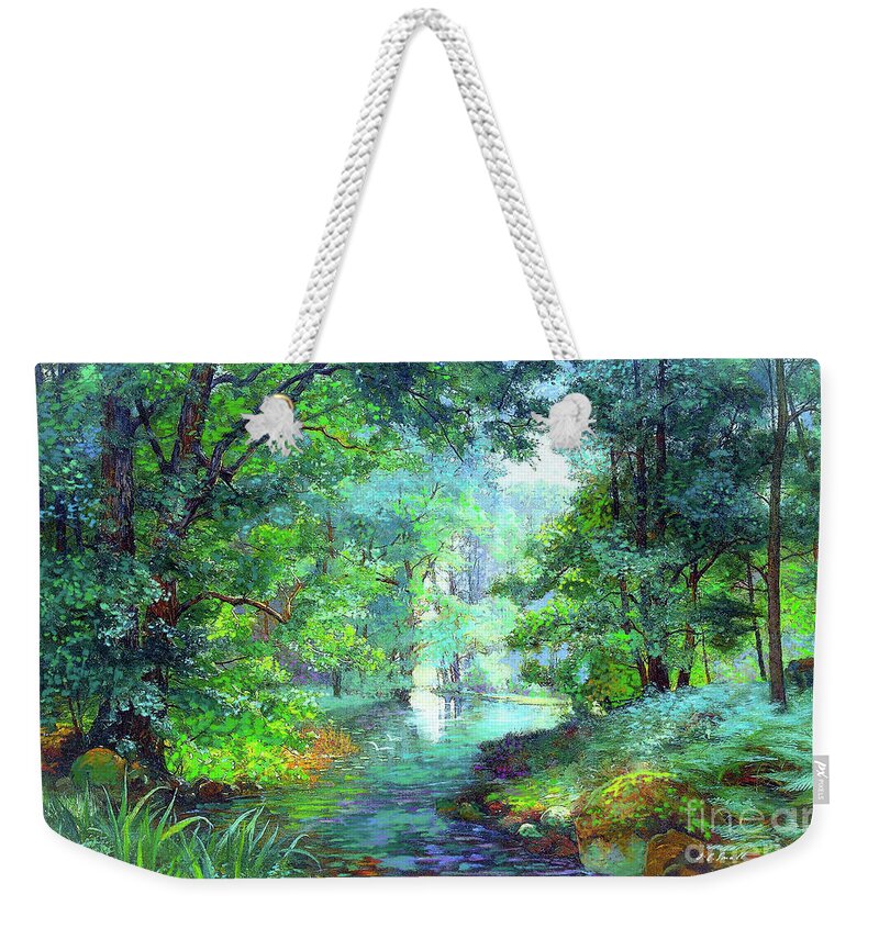 Landscape Weekender Tote Bag featuring the painting River of Living Water by Jane Small