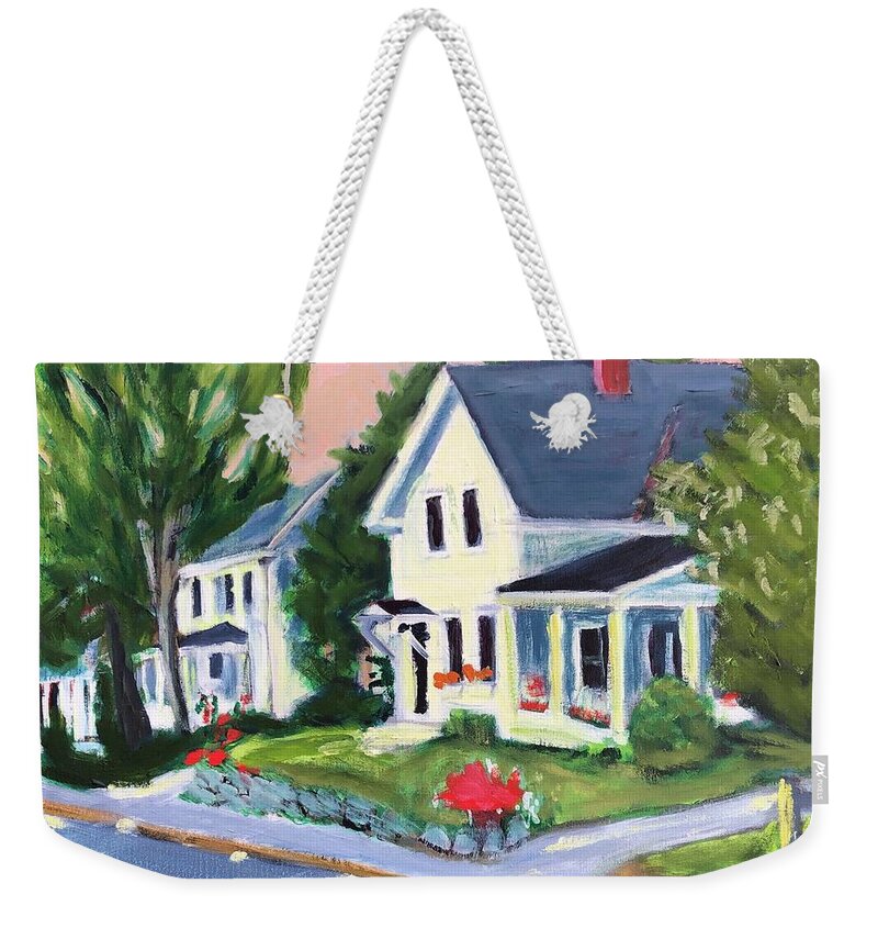 New Boston Weekender Tote Bag featuring the painting River Road by Cyndie Katz