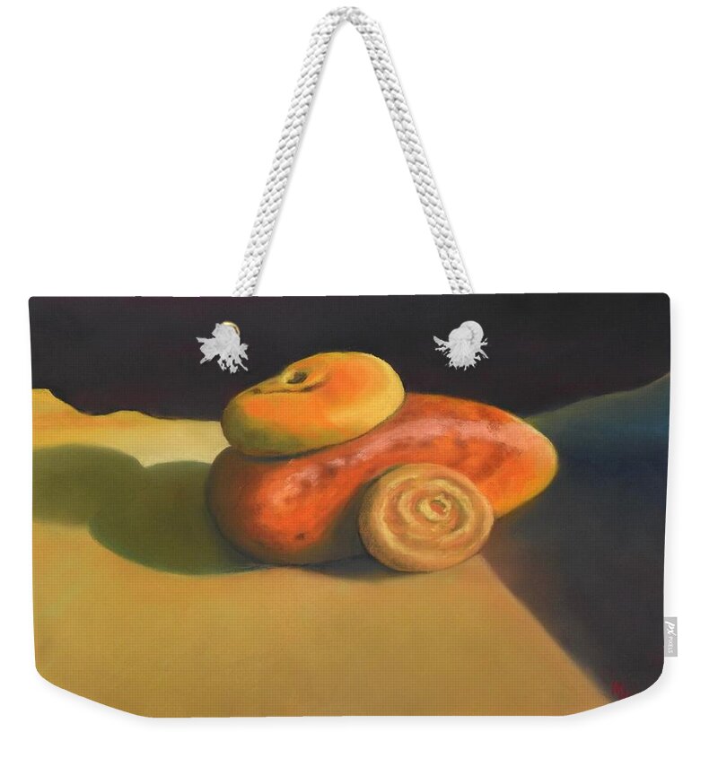Rocks Weekender Tote Bag featuring the pastel River Rock by Marcus Moller