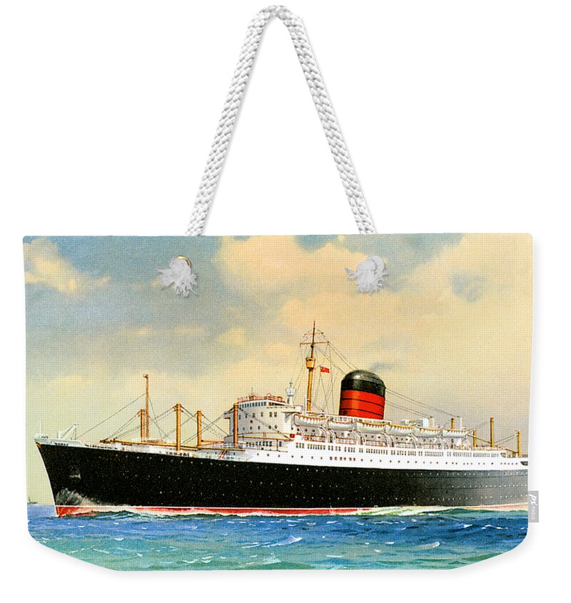 Carinthia Weekender Tote Bag featuring the painting RMS Carinthia Postcard 1955 by Unknown