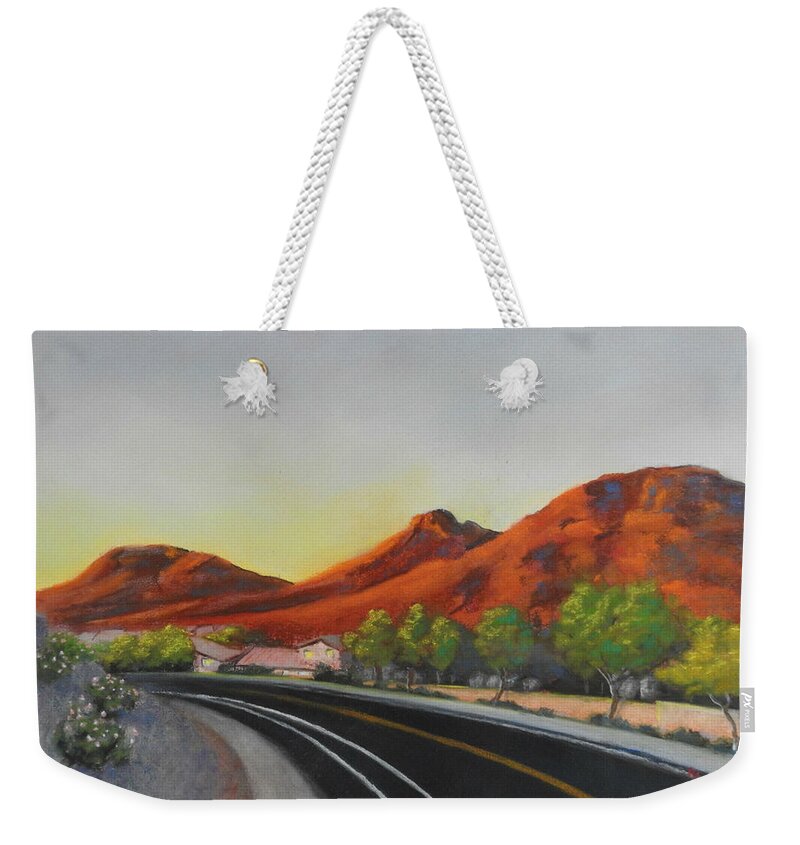 Arizona Weekender Tote Bag featuring the pastel Road to Lookout Mountain by Marcus Moller