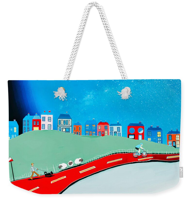 Hillside Village Weekender Tote Bag featuring the digital art Robs Hill by John Mckenzie