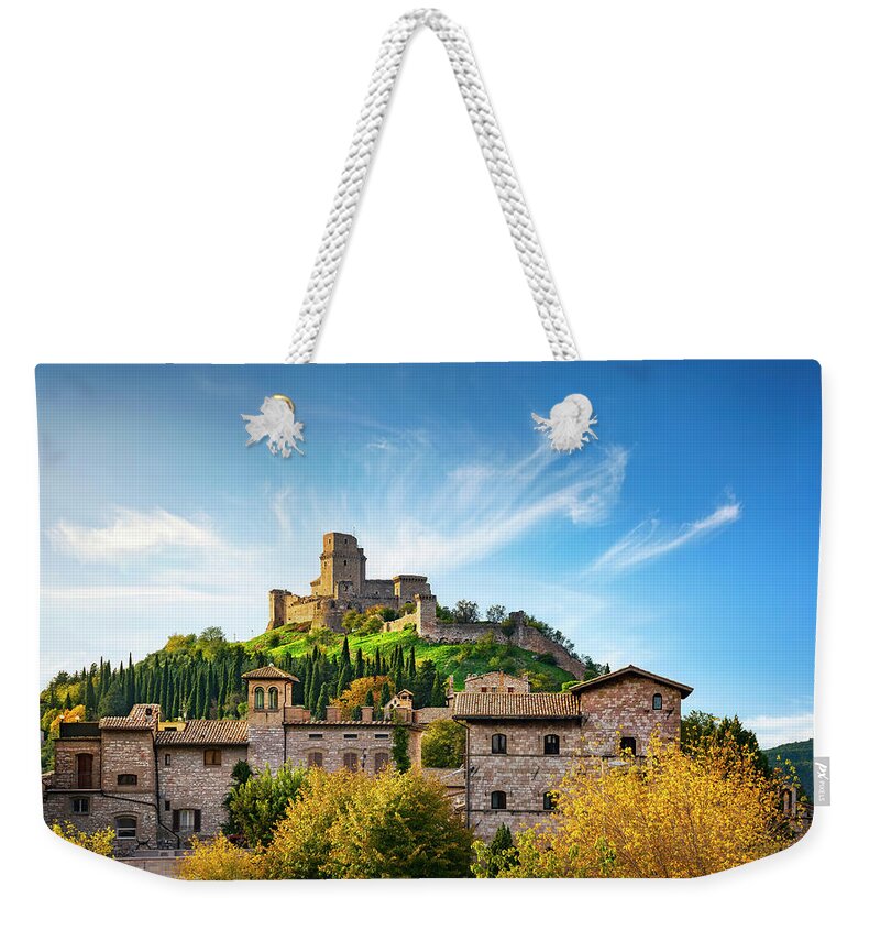 Assisi Weekender Tote Bag featuring the photograph Rocca Maggiore fortress. Assisi by Stefano Orazzini