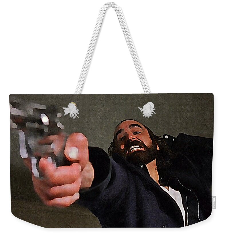 Gun Weekender Tote Bag featuring the painting Rocco by Mark Baranowski