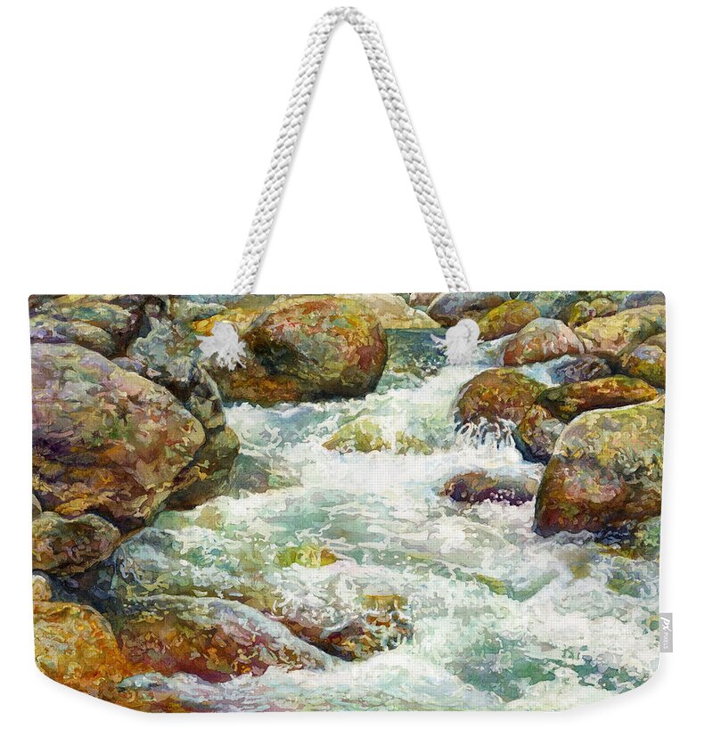 River Weekender Tote Bag featuring the painting Rock Concert by Hailey E Herrera