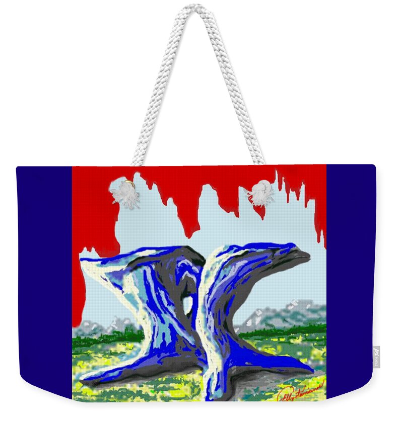 Rocks Weekender Tote Bag featuring the painting Rock Formations by Elly Potamianos