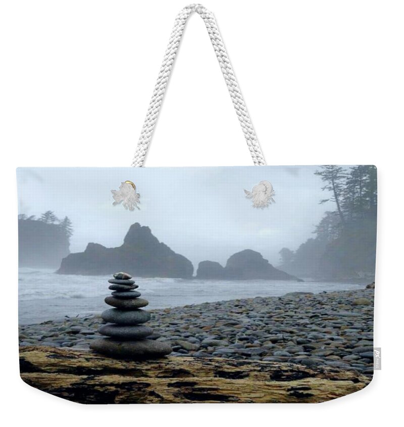 Pacific Northwest Weekender Tote Bag featuring the photograph Rock Stacks panoramic by Alexis King-Glandon