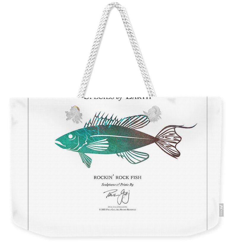 Rock Fish Crazy Fish Weekender Tote Bag featuring the mixed media Rockin' Rock Fish by Paul Gaj