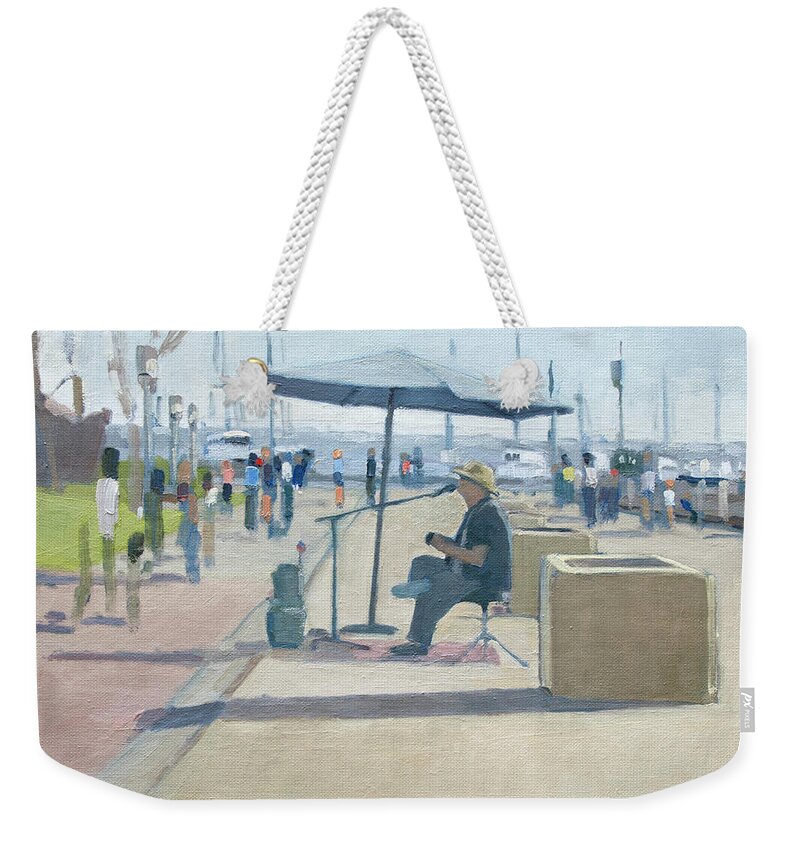 Busker Weekender Tote Bag featuring the painting Embarcadero - San Diego, California by Paul Strahm
