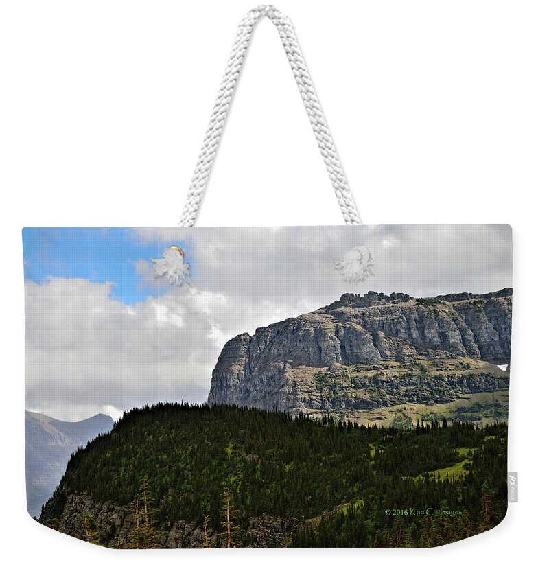 Mountain Weekender Tote Bag featuring the photograph Rocks Clouds and Trees by Kae Cheatham