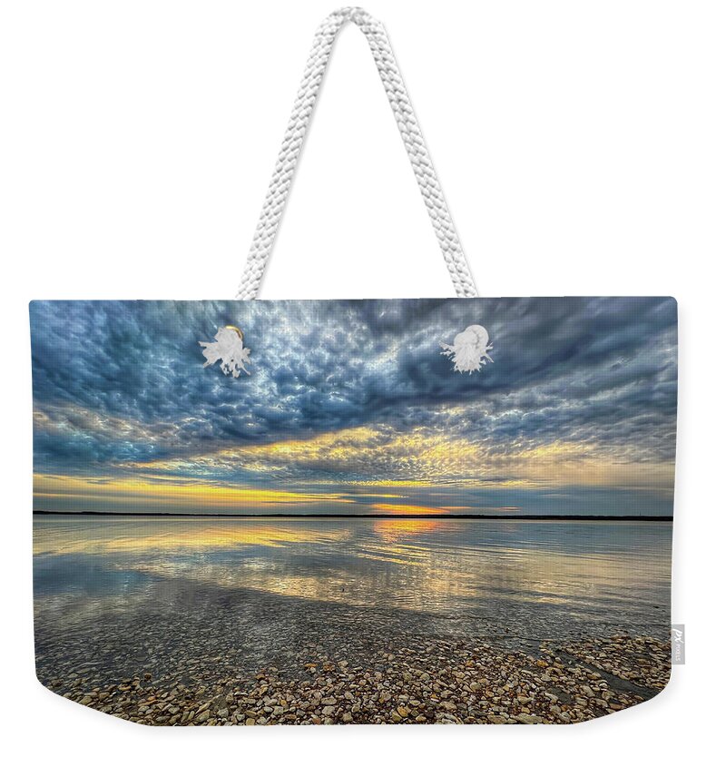 Texas Weekender Tote Bag featuring the photograph Rocky Beach Sunset by Pam Rendall