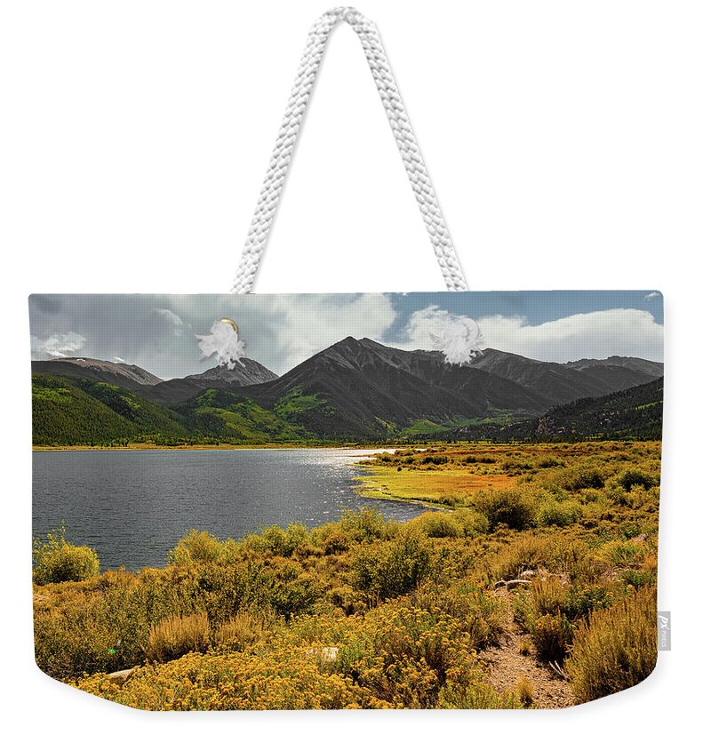 Landscape Weekender Tote Bag featuring the photograph Rocky Mountain Summer at Blue Lake by Ron Long Ltd Photography