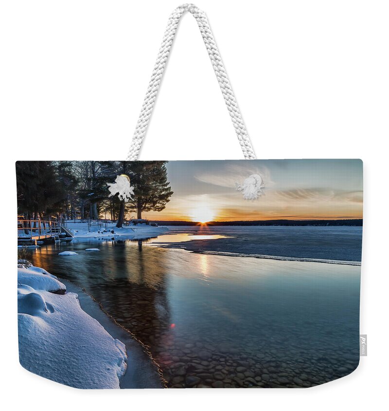 Nature Weekender Tote Bag featuring the photograph Rocky Sunset by Joe Holley