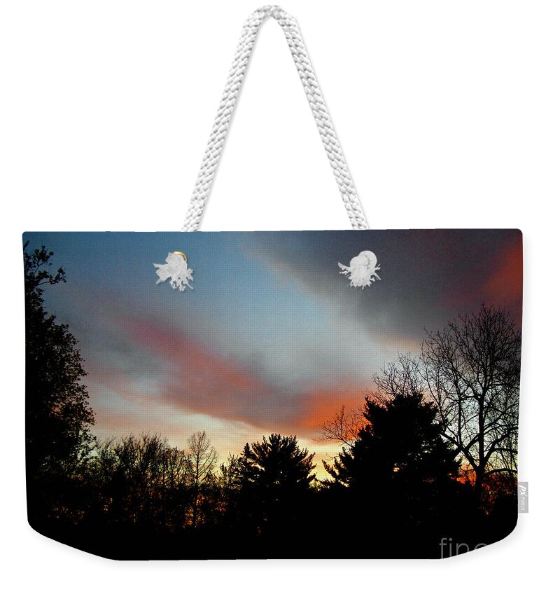 Landscape Weekender Tote Bag featuring the photograph Rolling Clouds Sunrise by Frank J Casella