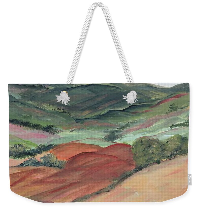 Nature Weekender Tote Bag featuring the painting Rolling Hills by Debora Sanders
