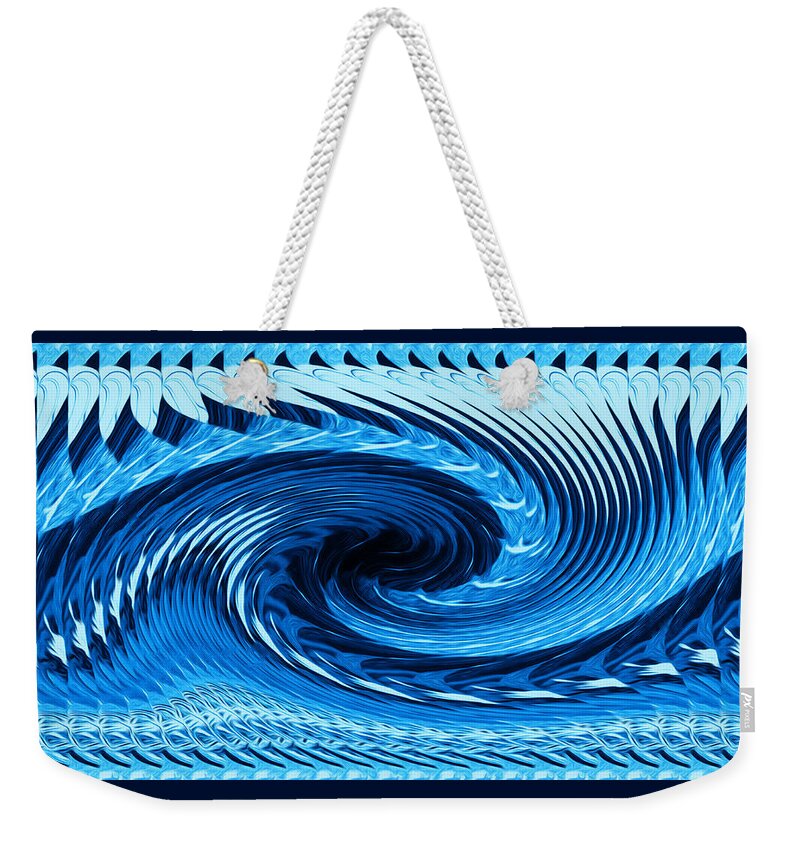 Abstract Art Weekender Tote Bag featuring the digital art Fractal Rolling Wave Blue by Ronald Mills
