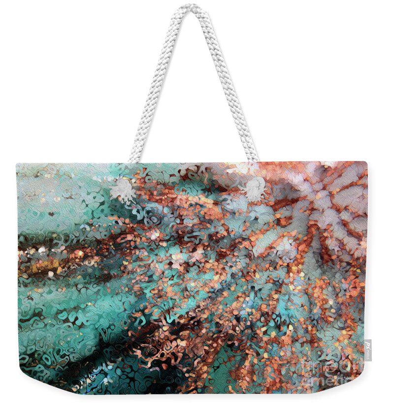 Blue Weekender Tote Bag featuring the painting Romans 10 9. Confess And Believe. by Mark Lawrence