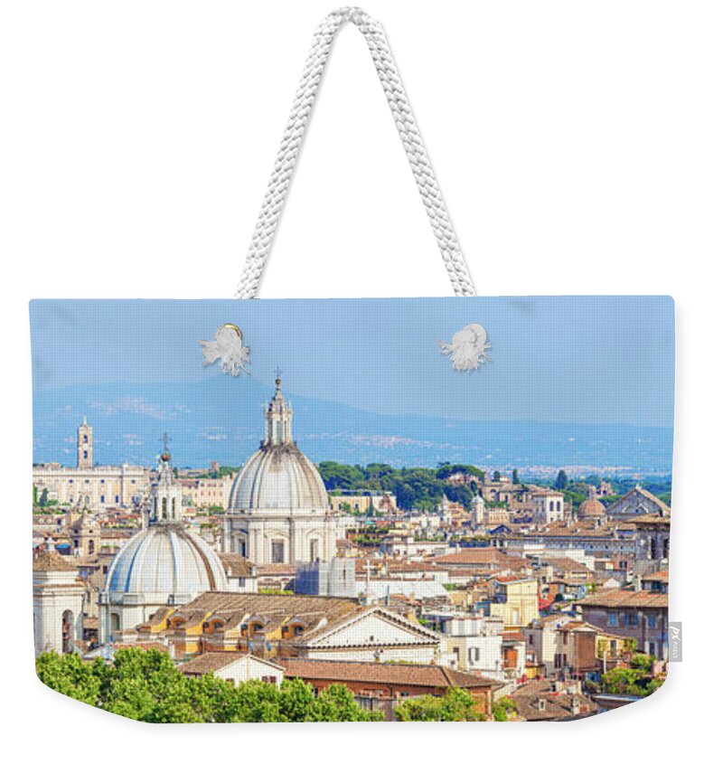 Rome Skyline Weekender Tote Bag featuring the photograph Rome skyline panorama by Neale And Judith Clark