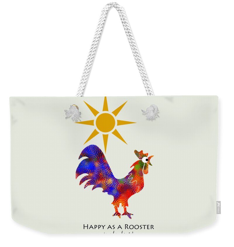 Rooster Weekender Tote Bag featuring the mixed media Rooster Pattern Art by Christina Rollo