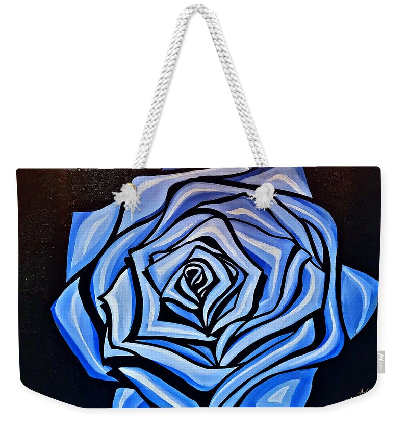  Weekender Tote Bag featuring the painting Rosa Blu by Emanuel Alvarez Valencia