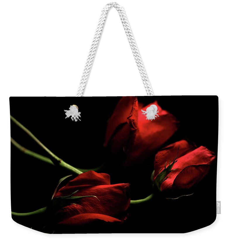 Macro Weekender Tote Bag featuring the photograph Rose 8809 by Julie Powell